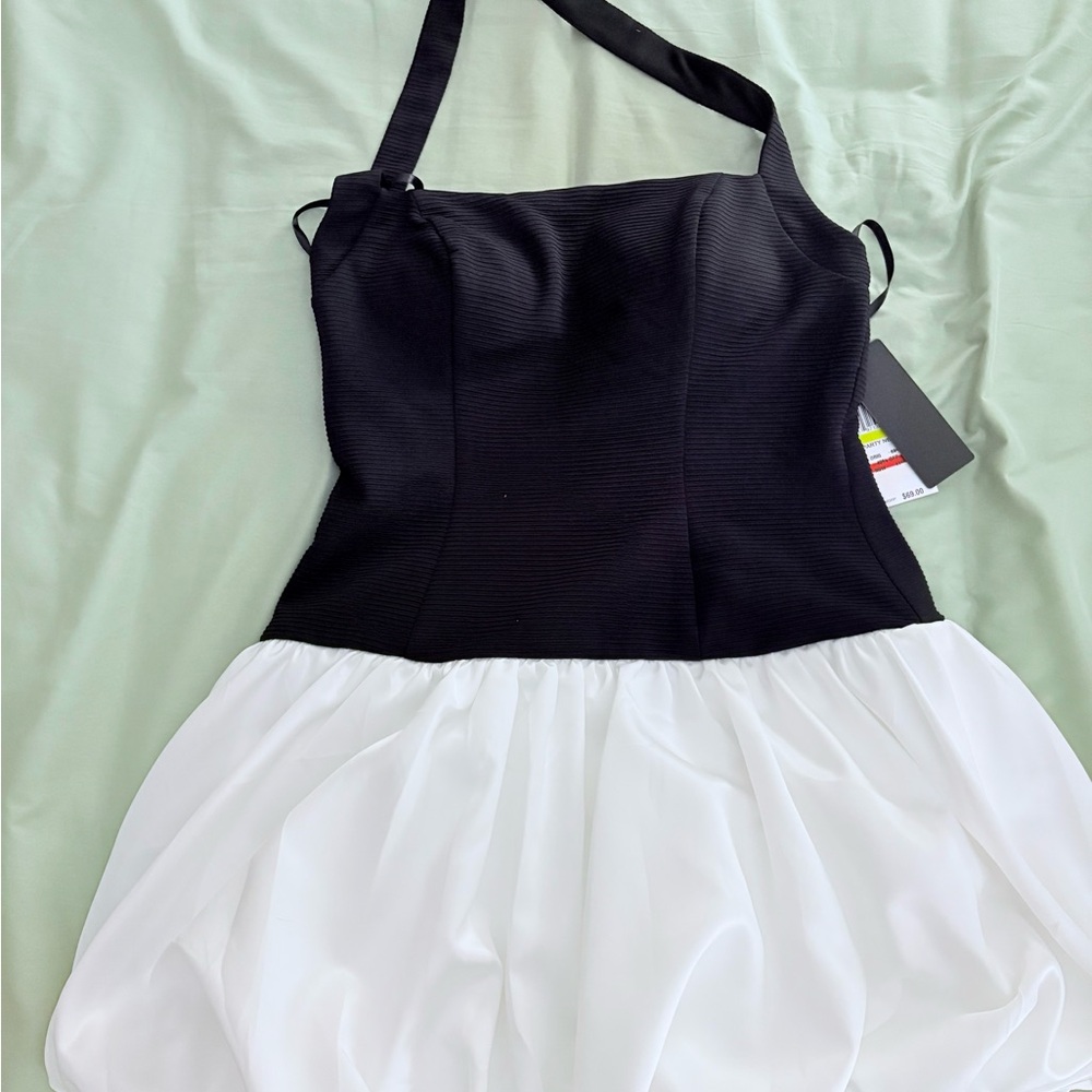 Black and White Halter Dress